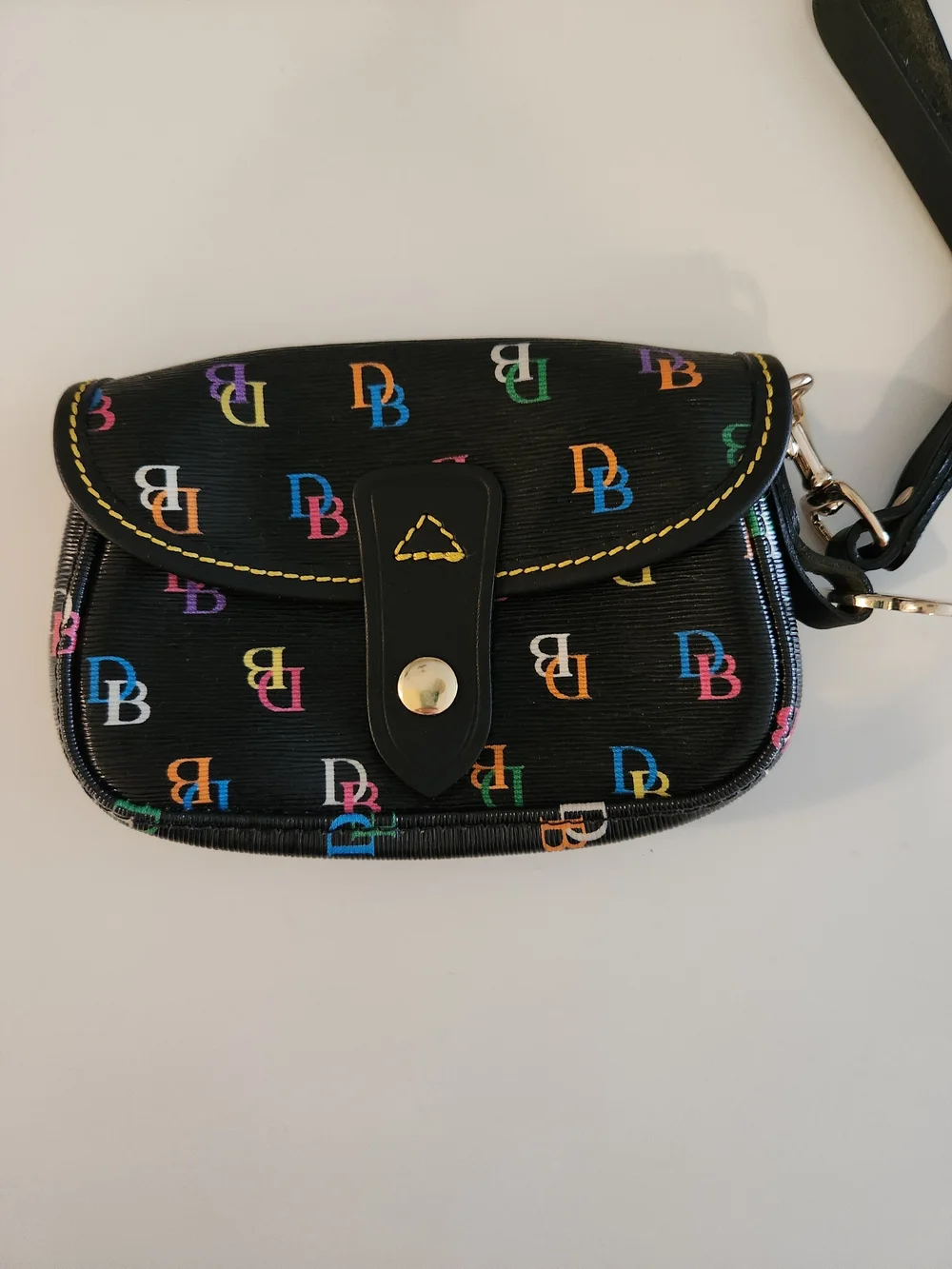 Dooney & Bourke DB75 Multicolor Logo Wristlet Snap Closure